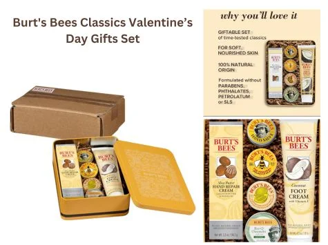 Burt's Bees Classics Valentine’s Day Gifts Set, 6 Products in Gift-able Tin: