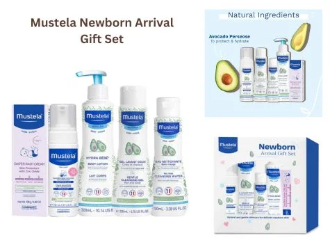 Mustela Newborn Arrival Gift Set - Baby Skincare & Bath Time Essentials:
